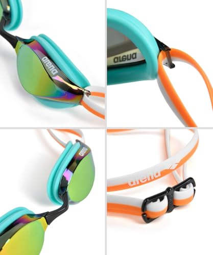 Image of ARENA Unisex Python Racing Swim Goggles for Men and Women Anti-Fog No Leak Max Comfort Dual Strap, Mirror /Non-Mirror Lens
