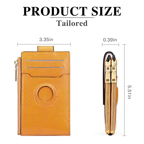 FALAN MULE Ladies AirTag Wallet Genuine Leahter RFID Blocking Bifold Credit Card Holder Zipper Purse - Image 6