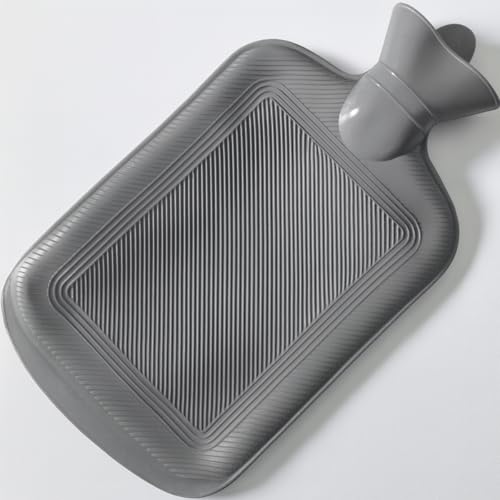 Bolsa Térmica de Compressa Água Quente e Fria de Borracha Material Resistente 2 Litros Ideal para Uso Doméstico e Viagens Aliviando Dores e Lesões Superfície Texturizada na Cor cinza