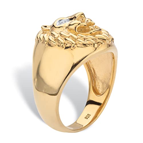 PalmBeach Men's Yellow Gold-plated Sterling Silver Genuine Diamond Accent Lion's Head Ring Sizes 8-162