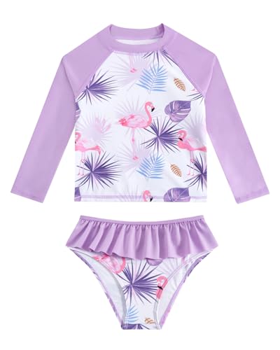 JiAmy Badeanzug Mädchen 2 Stück, Lange Ärmel uv Badeanzüge...