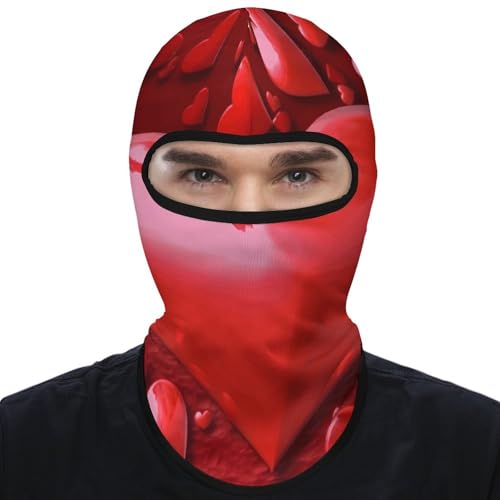 Balaclava para hombres, máscara para esquí con corazones rojos, cubreboca para invierno, protección facial para ciclismo miniatura 7