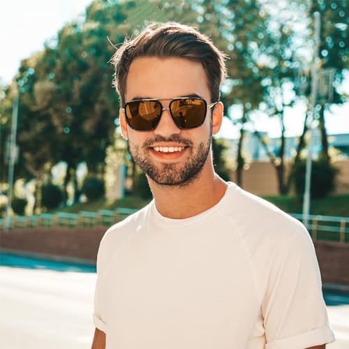 FEISEDY Sunglasses Men Women Vintage Aviator Square Trendy Metal Steampunk Fishing Driving Sun Glasses B01144