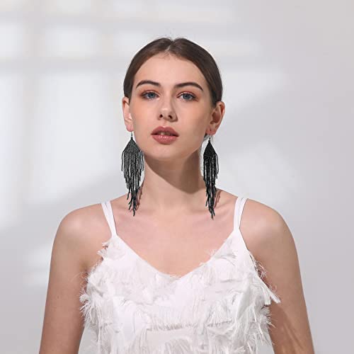 Handmade Beaded Tassel Earrings - Boho Drop Fringe Earrings for Women, Native American Indian Earrings2