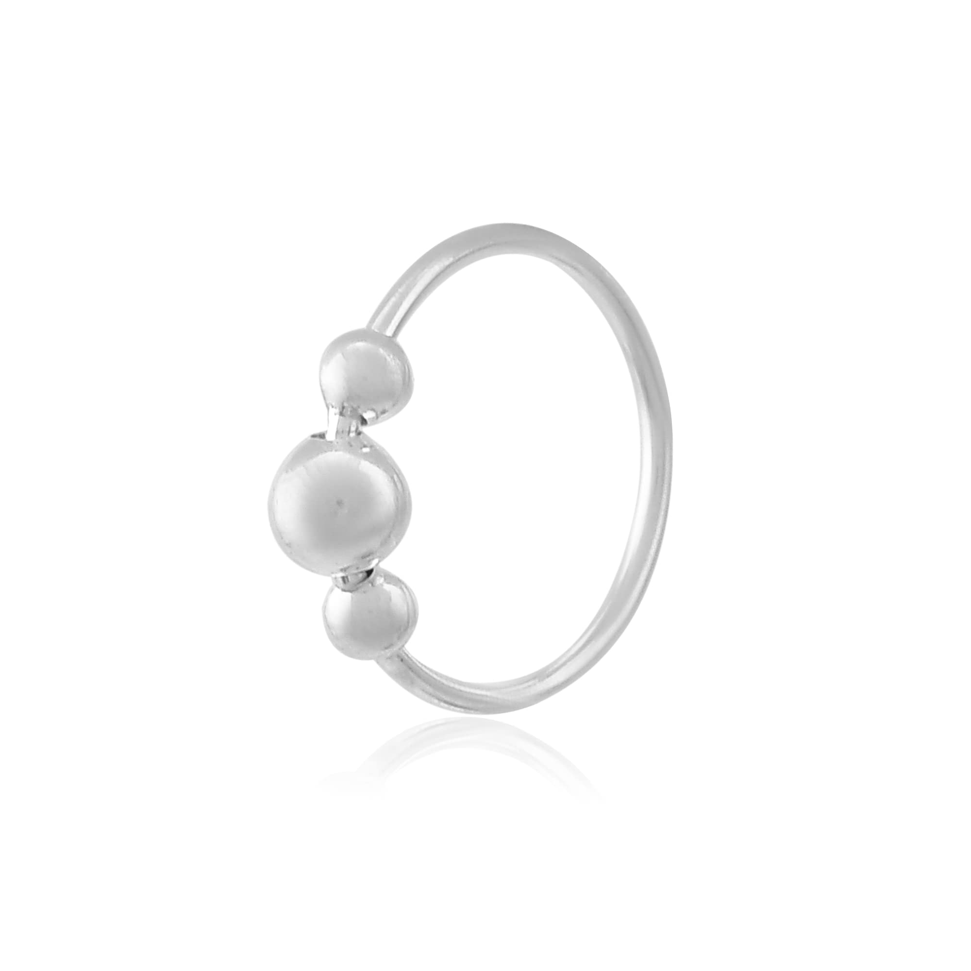925 Sterling Silver Three Ball Nose Pin/Nose Ring For Women (10 mm)-image-11