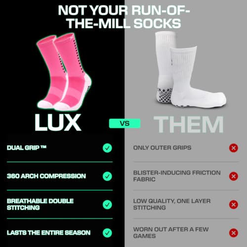 Image of Lux Dual Grip Soccer Socks for Men & Women - DualGrip Engineered for Performance & Comfort - Anti-Slip Grip Socks for Soccer
