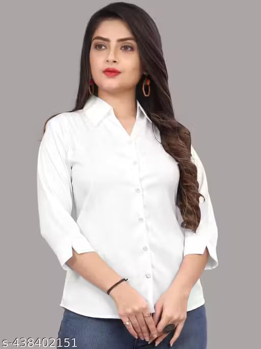 Image of Women's Cotton Blend Solid Shirt - Stylish Collar Neck-Purple-G1 P7