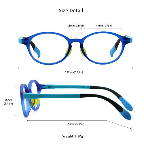 Image of LifeArt Kid Blue Light Blocking Glasses, Filter 85% of Harmful Blue Light, Anti Eyestrain and Blurry, Computer Glasses, Cut UV400 Anti Glare(Blue)