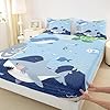 Shark and Whale Bedding Set Twin Size Cartoon Sea Animal Bed Set for Girls Teens Bedroom Decor Kids Octopus Turtle Fitted Sheet Soft Microfiber Underwater World Bed Cover(1 Fitted Sheet+1 Pillow Case) #1