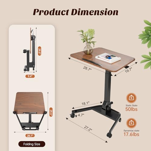 Jylh Joyseeker Foldable Mobile Standing Desk, Height Adjustable And Tilt Rolling Sit Stand Desk, 90° Tiltable Portable Laptop Desk Workstation On Wheels For Home Office thumb #1