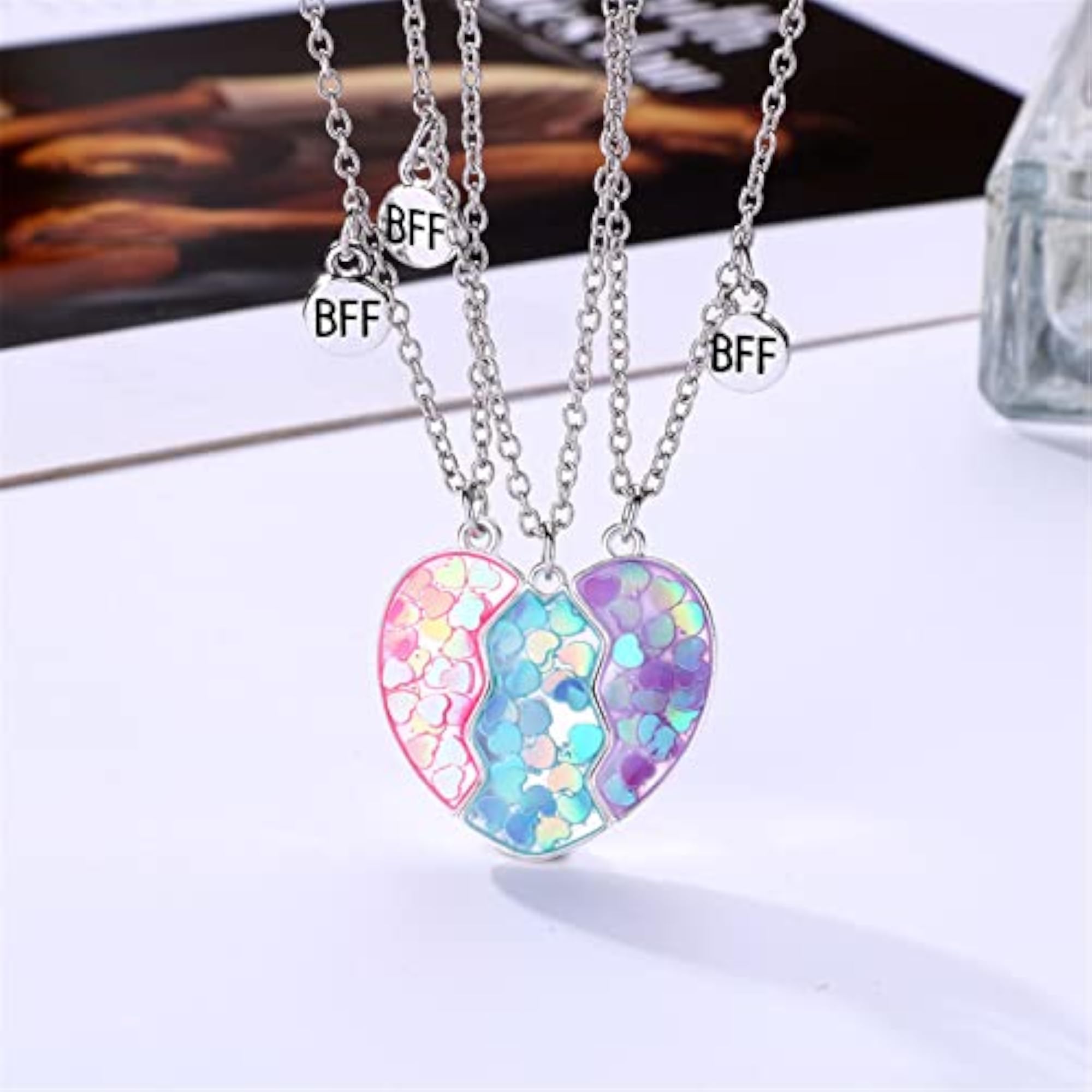 2-3pc Cute Half Broken Heart Koala Panda BFF Pendant Necklace Set