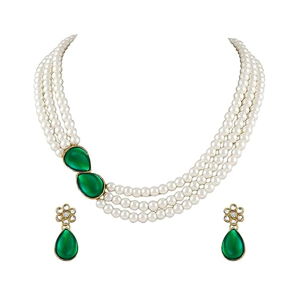 Peora Faux Pearl Crystal Necklace & Jewelry Set Gift for Women