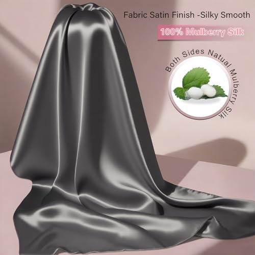 Mulberry Silk King Size Pillow Cases Set of 2, Ultra Smooth Soft Breathable Cooling Pillow Cases for Hot Sleepers, Silk Satin Pillowcases 2 Pack with Zipper for Hair and Skin, Gifts for Women