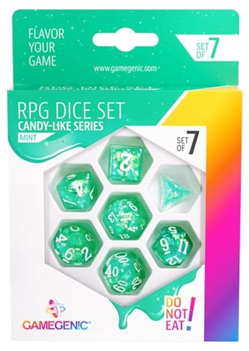 Ggs50008 - Serie Candy-Like - Menta - Set Di Dadi Da Gioco Di Ruolo (7 Pezzi)