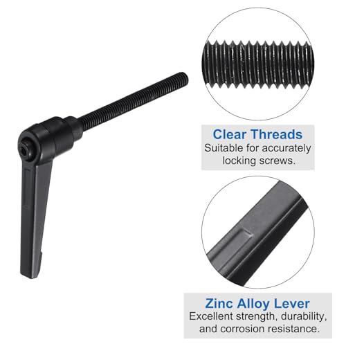 Image of uxcell 4pcs Clamping Lever Adjustable Handle Set Metric M6 x 60mm Male & M6 Female Thread Level Handles Hand Stud Knobs Quick Release Black for Lathe Machinery