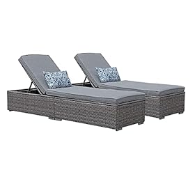 Patiorama Outdoor Patio Chaise Lounge Chair, Elegant Reclining Adjustable Pool Rattan Chaise Lounge Chair with Cushion… 41jA6RuMefL. SS280