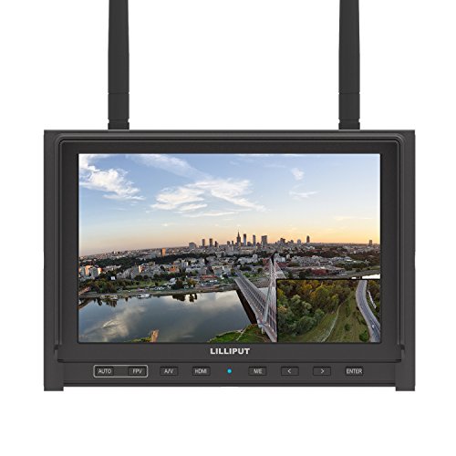 Lilliput 7" 339/Dw-Black 1280X800 Ips Hdmi In Field Monitor With Auto Searching Function Dual 5.8G Hz For Aerial Flying Wireless Receiver(Black Color Case)+2600Mah Built In Battery By Lilliput Official Seller :Viviteq #TOP25