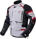  Rukka Gore-Tex Motorradjacke MADAGASCA-R 3-Lagen-Laminat D3O Protektoren CE AA inklusive Gore-Tex-Laminatjacke, hellgrau schwarz rot, 52
