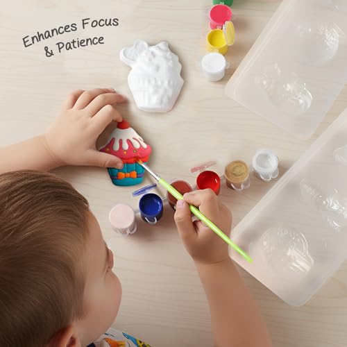 Image of Intelliskills Premium DIY Mould & Paint Craft Kit,Create 3D Dessert Models with 6 Moulds,12 Paints & 6 Magnets,Painting Kit for Kids,Art Kit for 5 Years+,Gift for Kids,Fun Learning Toys (Dessert)