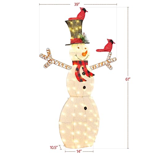Yaheetech YT-00130104 5 Ft Lighted Christmas Snowman, Outdoor Christmas Decoration W/ 80 Warm White Led Lights/Ground Stakes/Zip Ties For Holiday Front Yard/Porch/Indoor Decor thumb #4