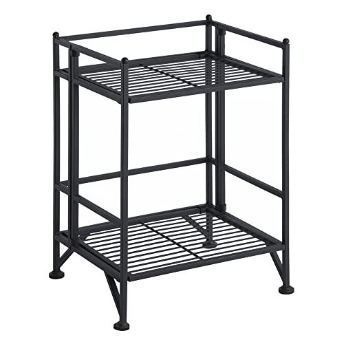 Image of Convenience Concepts Xtra Storage Shelves - 2-Tier Folding Metal Storage Shelves, Closet Organizer for Office, Laundry Room, Bedroom, Garage, Kitchen, Bathroom, Black