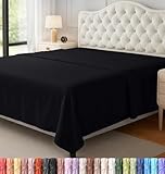 Utopia Bedding Sábana encimera – Tela de Microfibra cepillada Suave de fácil Cuidado, Resistente a Las Arrugas, Encogimiento y decoloración (Negro, King)