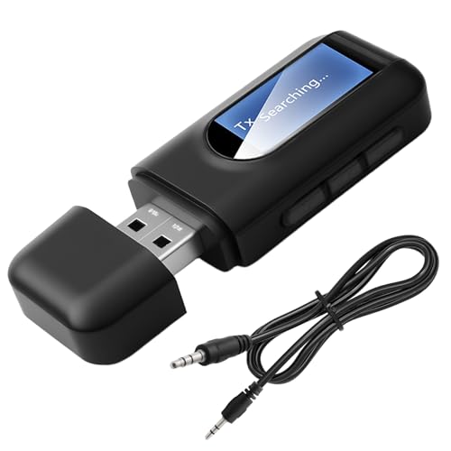 2 en 1 Emisor Receptor Adaptador Bluetooth con Jack de 3,5 mm Cable, Receptor y Transmisor USB Bluetooth 5.0, Transmisor Inalámbrico Portátil para TV PC Auriculares Altavoz Coche Amplificador