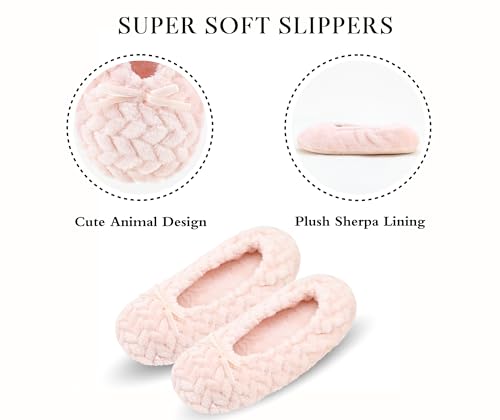Image of Keyela Women's Ballerina Slippers,Non-Slip Bedroom Slippers Socks | Soft fuzzy slipper socks for ladies Indoor home slippers Cozy sock slippers Ballet Slippers