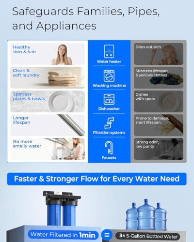 Image of Waterdrop WHF21-SH 2-Stage Whole House Water Filter System, Reduces Iron, Scale, Lead, Chlorine, Taste, 7-Stage Filtration, with Heavy Metal and Anti-Scale Sediment Filter, 5 Micron, 1 inch Inlet /Outlet