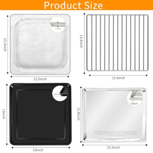 Piezas de repuesto para freidora Ninja Foodi SP100, SP101, SP1001C, bandeja parrilla, placa crispedora, bandeja para alimento, rejilla de alambre y bandeja recogemigajas, 13 x 13 pulgadas, acero inoxidable de grado alimenticio miniatura 2