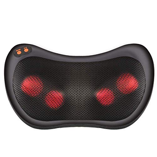 GJJSZ Almohada de Masaje Calor para Espalda,Almohada de Masaje Shiatsu Cojín Cuello Respaldo térmico Tejido Profundo Amasamiento para Hombro Cervical Cintura Relajación Coche casero
