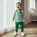 WNGECAT Toddler Baby Boy Irish Outfit Fashionable Long Sleeve Shamrock Embroidery Striped Tops with Pants 2Pcs Set (Green, 2-3T)