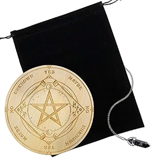 3 Piece Star Pendulum Board, Wooden Divination Board with a Crystal Dowsing Pendulum Necklace, Divination Metaphysical Message Board Witchcraft Kit Wiccan Altar Supplies (Black)