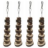 LWINGFLYER Small Animal Chews Toy Natural Apple Wood Block Cage Hanging Molars Treats Snack for Hamsters Rabbits Bunny Bird Parrots Chinchilla Guinea Pig Gerbils Squirrels (4pcs Natural Apple Wood)