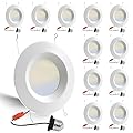 Energetic 12 Pack 5/6 Inch 5CCT LED Recessed Light Retrofit, 2700K/3000K/4000K/5000K/6500K Selectable, Dimmable Can Lights with Baffle Trim, 12W=150W, 1000LM, IC & Wet Rated, ETL & FCC Certified