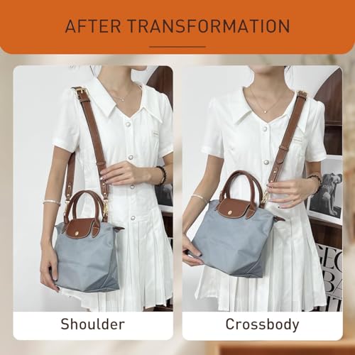 Image of 2Sets Bag Strap and Organizer Compaitible with Le Pliage Small Bags, Felt Lightweight Tote Bag Organizer Insert, Anti-Slip Adjustable Punch-Free Purse Straps Replacement Crossbody