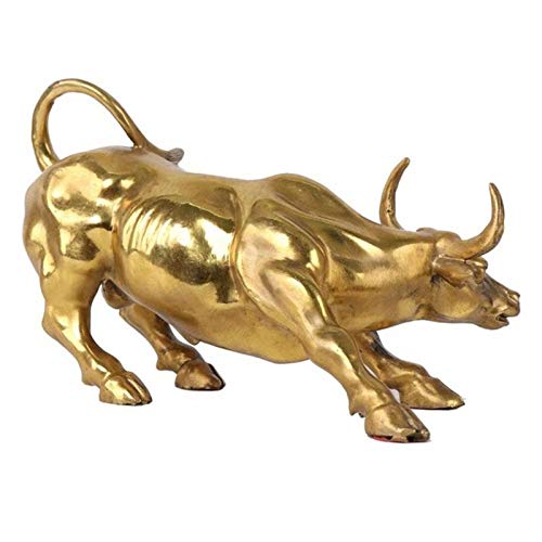 Estatua toro decoración de bronce dorado pequeña miniatura 5