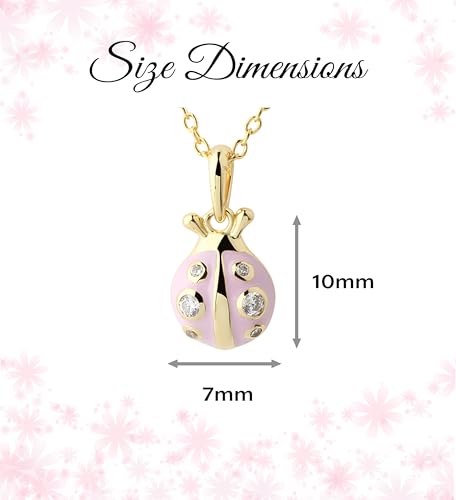 Cherished Moments' Children's 14K Gold Plated and Sterling Silver Pink Ladybug Pendant Necklace for Little Girls, Toddlers, and Kids4