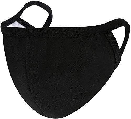 Neovoo 5 Pcs Black Facial Shield Protective Face Covers, Unisex Black Dust Wind Proof Cotton Mouth Cover, Washable, Reusable Cover for Cycling Running Skiing Hiking