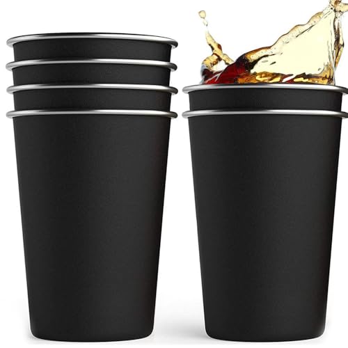 Opiniones de Vasos de acero inoxidable los preferidos por los clientes. 46 6 PCS Vasos de Acero Inoxidable Apilable 500ml, Taza Termica Frio y Caliente, Diseño en Color Mate, para Hogar, Fiesta y Viajar(Negro)