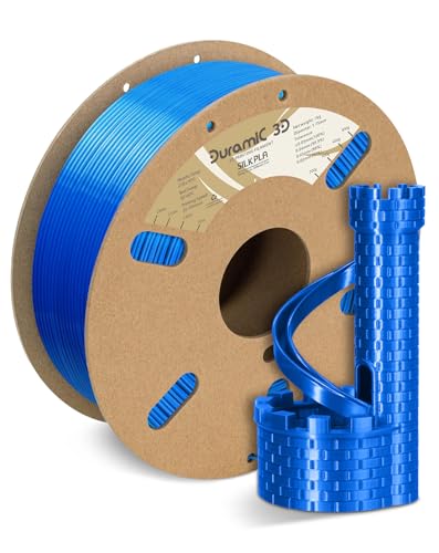 Image of DURAMIC 3D Silk PLA Filament Pure Shinny High Gloss Finish 1.75mm | 3D Printing Filament with Cardboard Spool,No-Tangling Neatly Wound Dimensional Accuracy 99% + /- 0.03mm 1KG Silk Blue