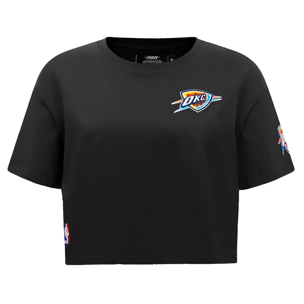 Pro Standard Womens NBA Oklahoma City Thunder Classic Chenille Short Sleeve Boxy Tee Black 2XL — image 1