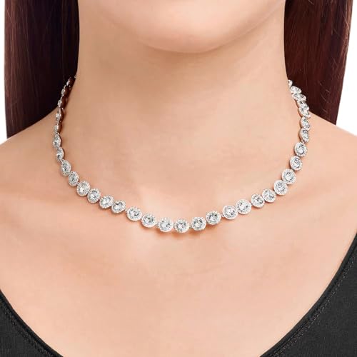 Swarovski Una Angelic Ruthenium Plated Round Cut Long Necklace for Women, White, 50-53 cm Length, Crystal, Crystal, 50-53 cm Length, Crystal, Crystal2