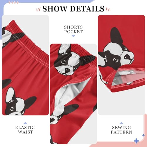 Dog French Bulldog Red Boys Pants for Kids Jogger Pants with Pockets S-XL4