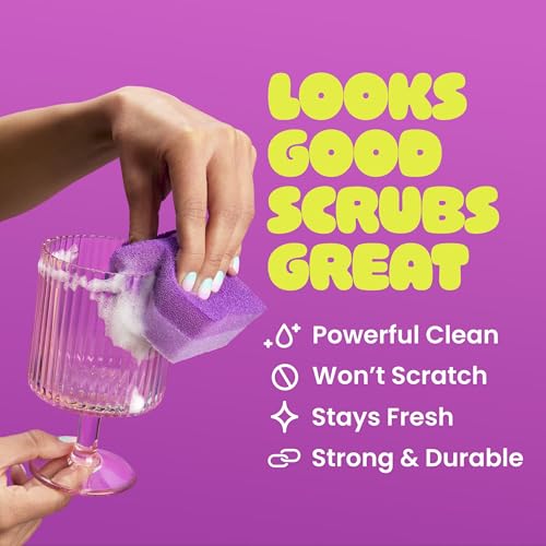 Image of Brite by Scotch-Brite Scrub & Wipe Scrubber, 6 Pack of Scrubbers | Scrubbing Kitchen and Dish Sponge,Can be used with BRITE Drain and Dry Stand , 6 Scrub Sponges