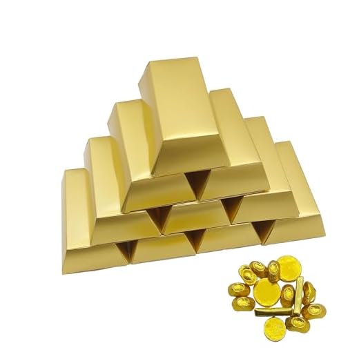 10 piezas Caja de Regalo para Lingotes de Oro Lingotes de Oro Falsos Cajas Chuches Cajitas de Carton Fácil de Plegar Para Caramelos,Galletas,Monedas de Oro de Chocolate,Pequeñas Manualidades (Grande)