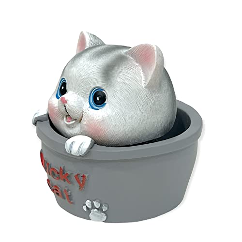 Image of AUGEN Polyresin Cute Cat Happy Bobblehead Idol Statue Showpiece for Home Decor Decoration and Gifting (1 Piece,7532F-B)