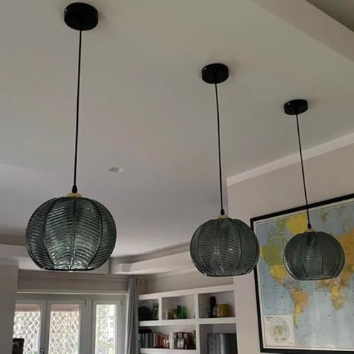 Lampe suspendue en verre côtelé de qualité supérieure