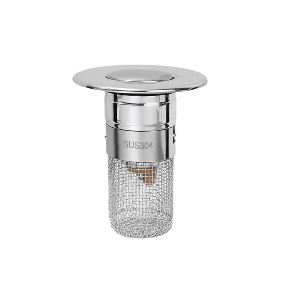 Jobaojiang Plastic Core Stainless Steel Floor Drain Filter Washbasin Plug Pop-Up Bounce Core Basin Stopper Hair Catcher Shower Sink Strainer(Plastic Core)