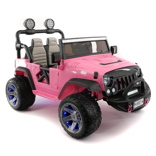 Moderno Kids Trail Explorer 2 (Two) Seater 24V Power Children Ride-On Car Truck with R/C Parental Remote + EVA Foam Rubber Wheels + Leather Seat + Bluetooth FM MP3 Music Player (Pink) - Thumbnail 5